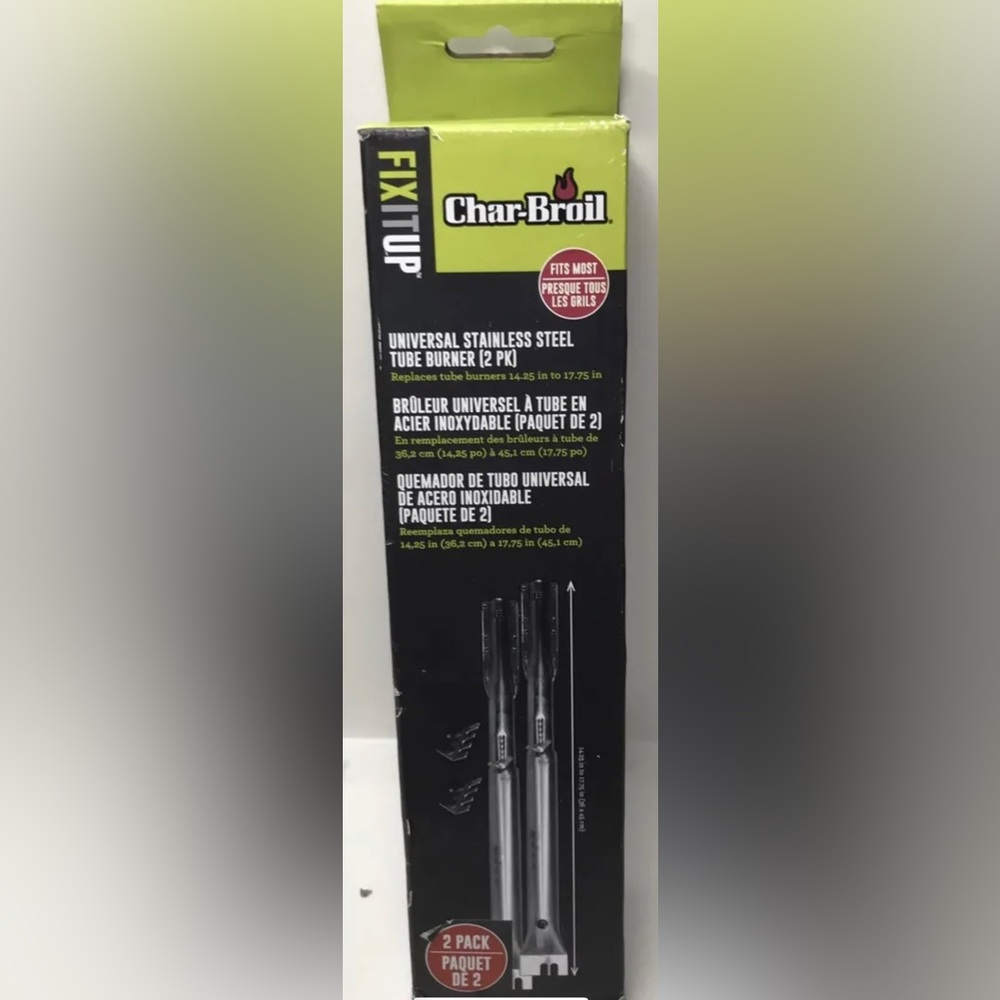 NEW Char-Broil Universal Stainless Steel Tube Burner (2pk) Grill Parts Read Desc